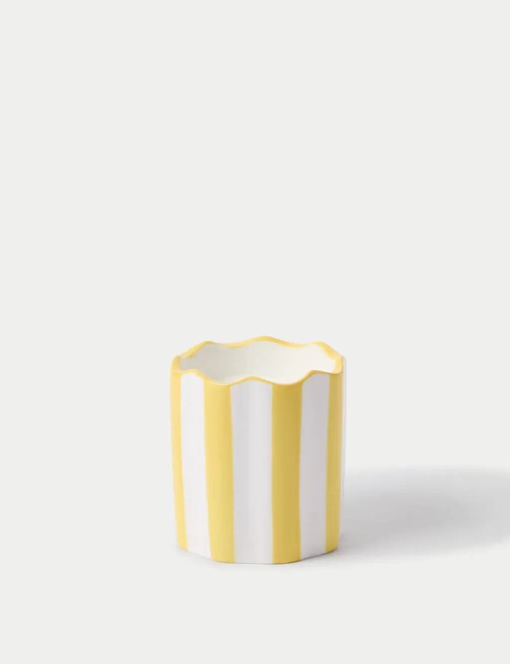 Mini Striped Scented Candle - Yellow, Ceramic