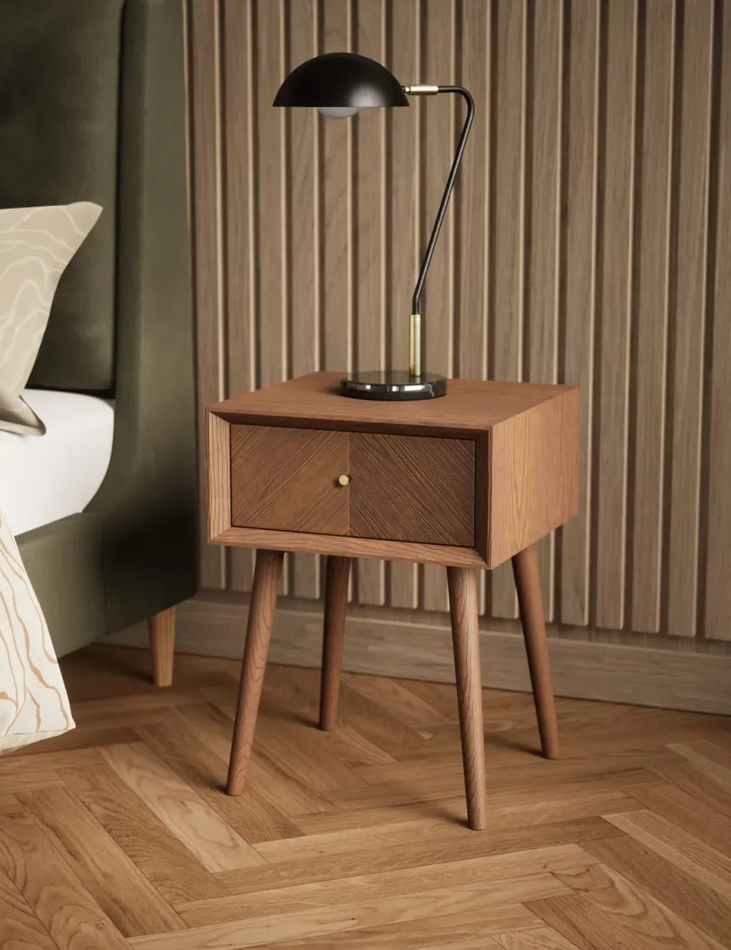 Monroe Bedside Table with Drawer - Walnut image