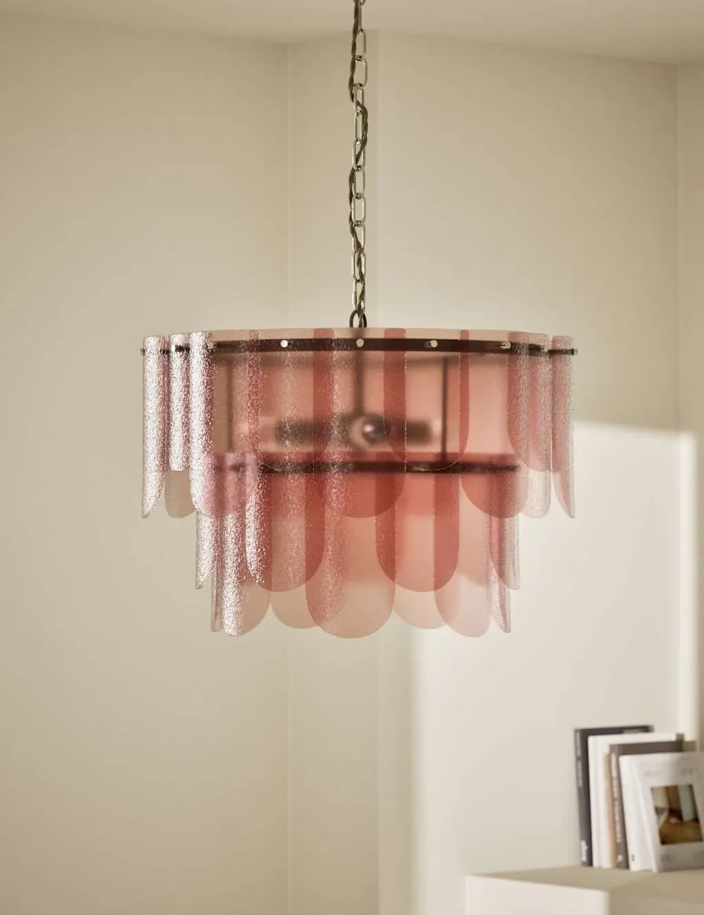 Mottled Glass Chandelier - Pink, Glass image