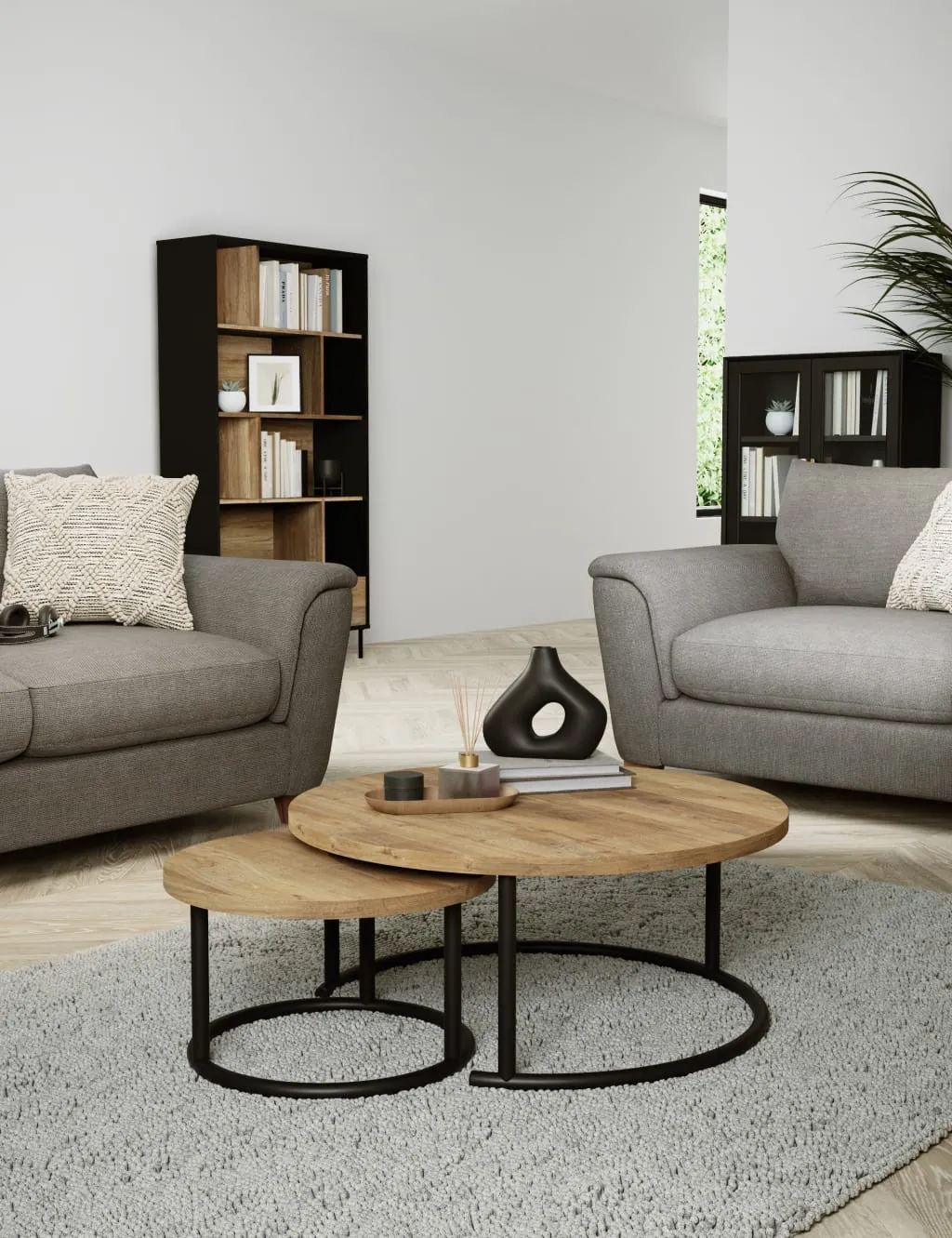 Nesting Coffee Tables Set - Natural Mix, Metal image