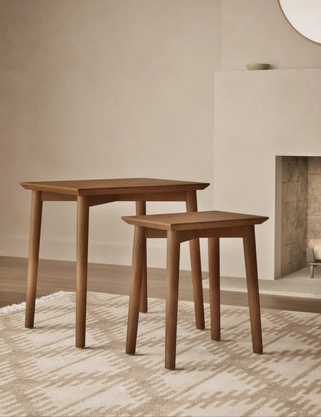 Nesting Side Tables with Chevron Design - Walnut image