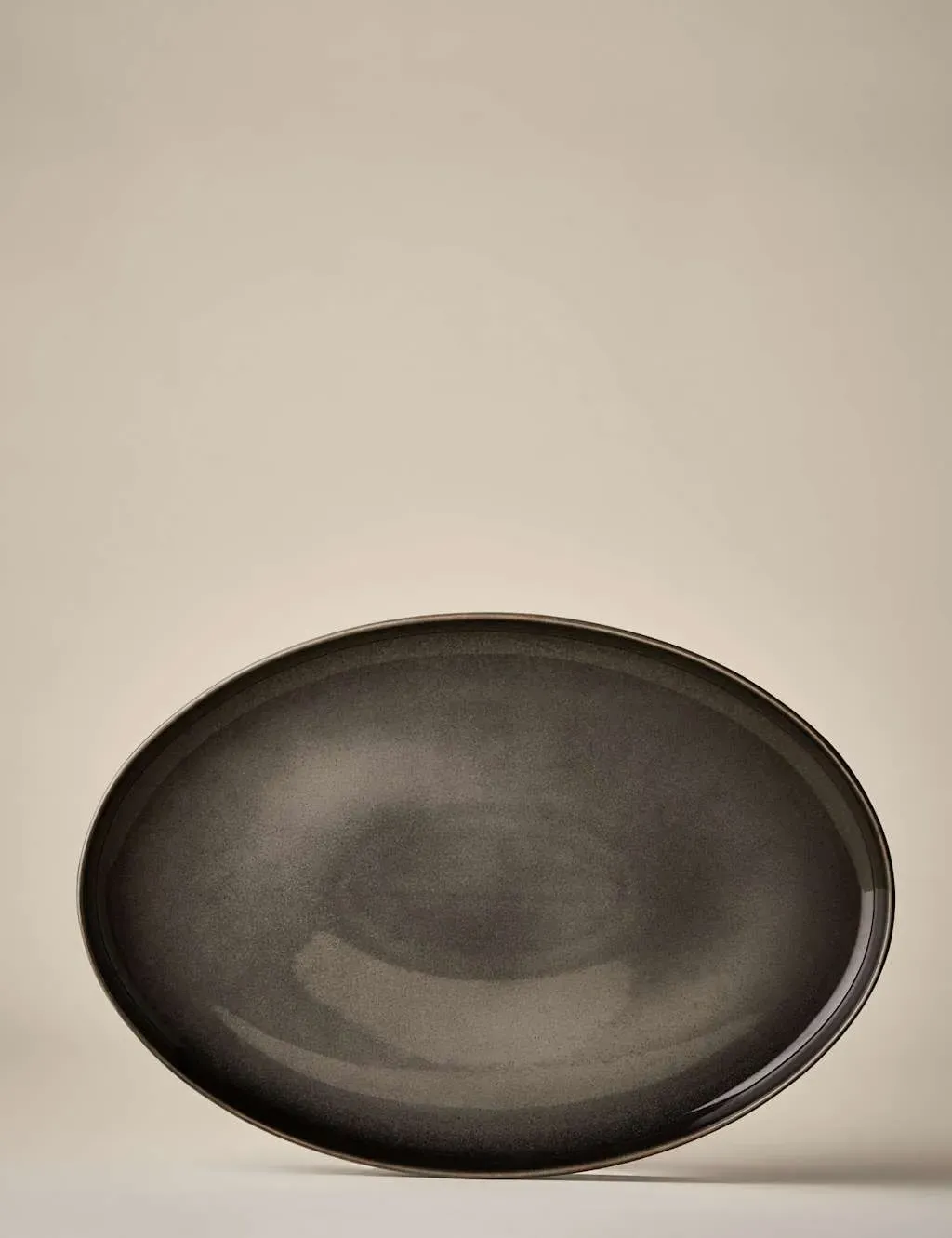 Oval Platter with Reactive Glaze - Navy, Stoneware image