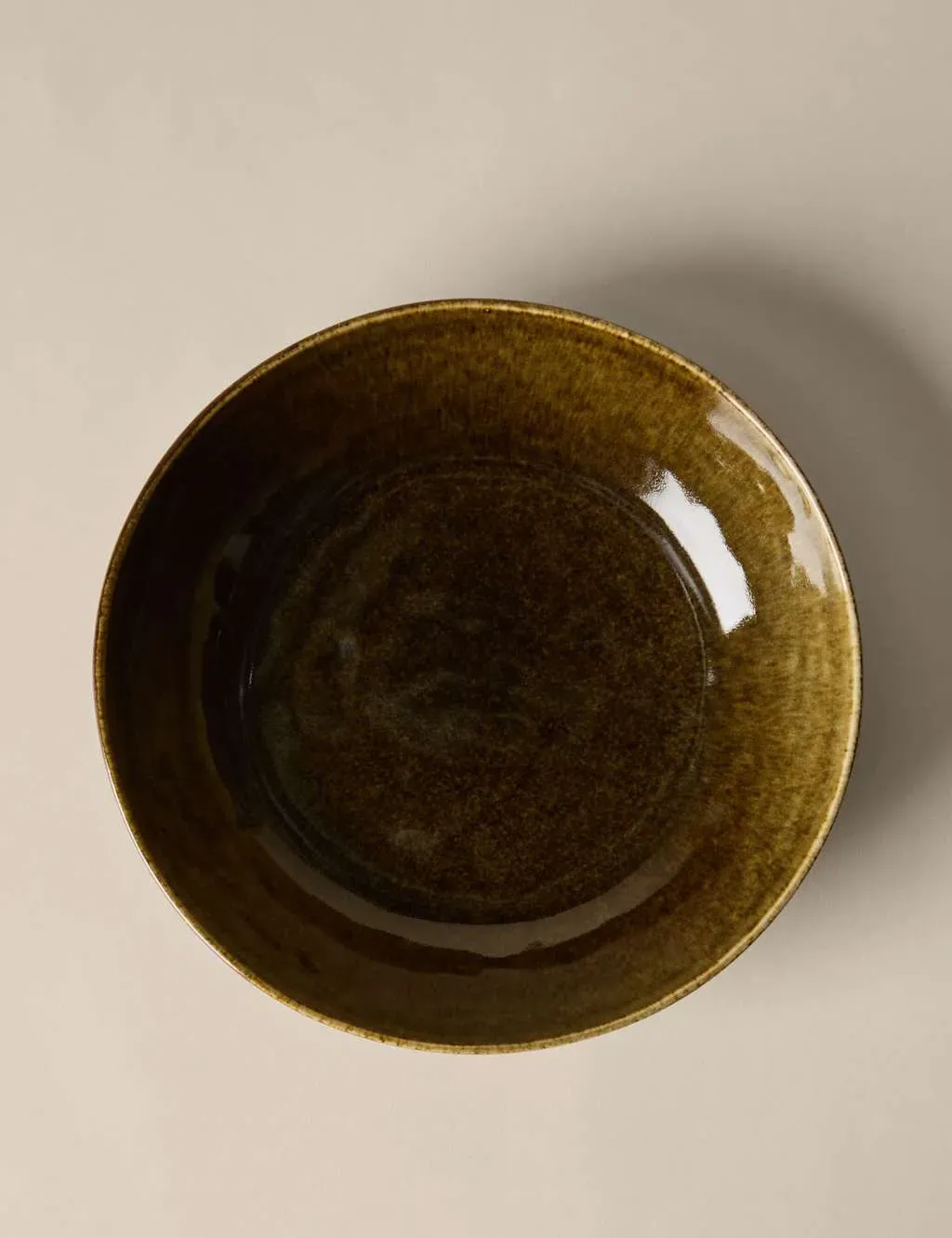 Pasta Bowl with Reactive Glaze - Khaki, Stoneware