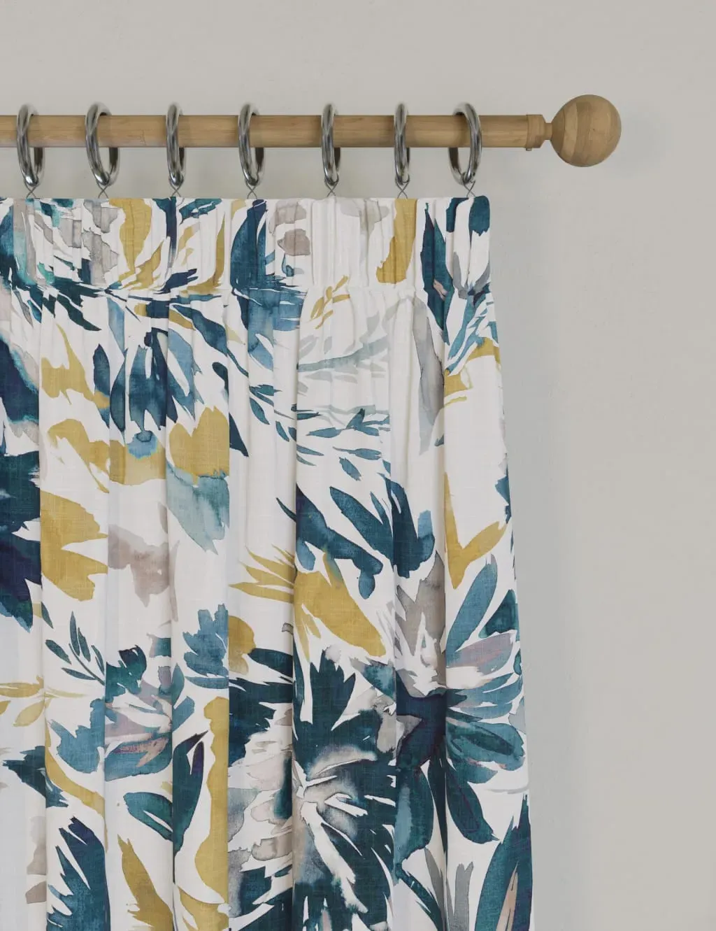 Pencil Pleat Curtains Watercolour - Blue Mix, Cotton image