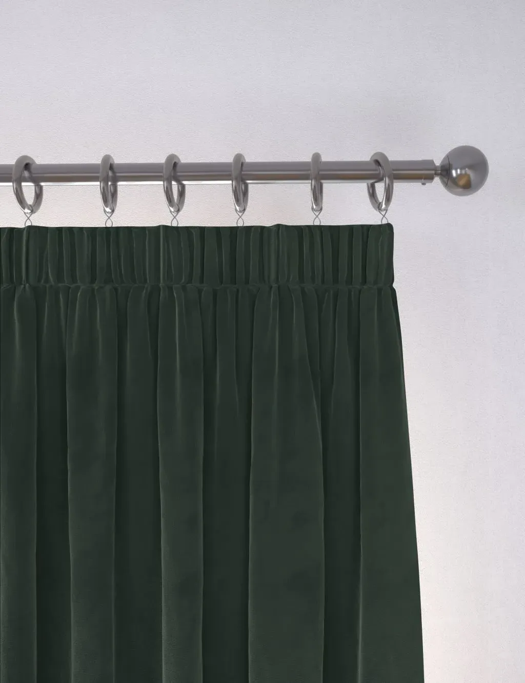 Pencil Pleat Curtains with Lining - Forest Green, Velvet image