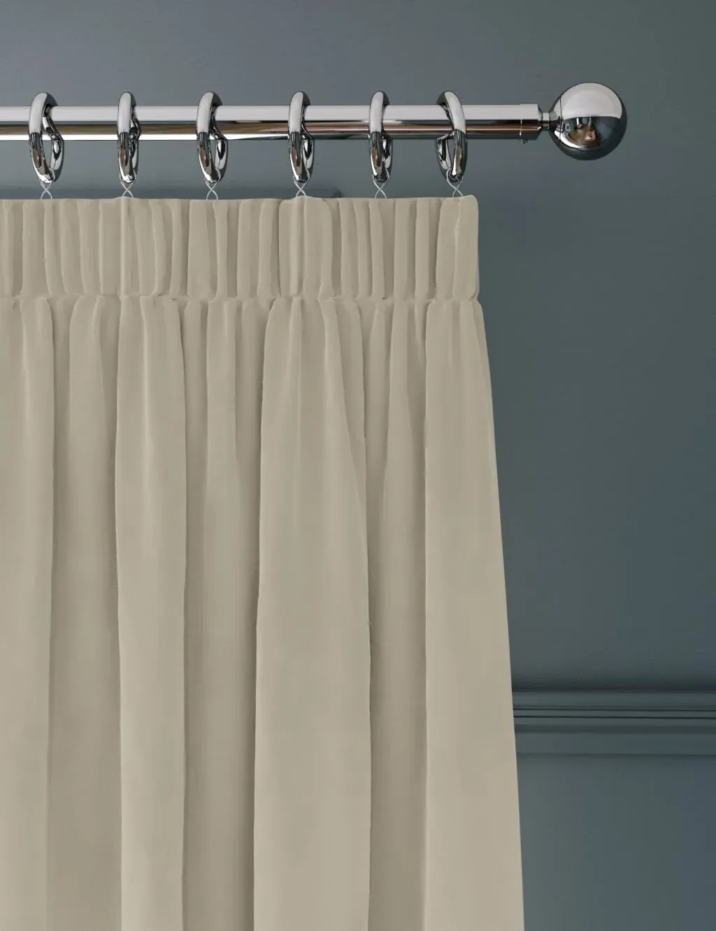 Pencil Pleat Thermal Curtains - Champagne, Velvet