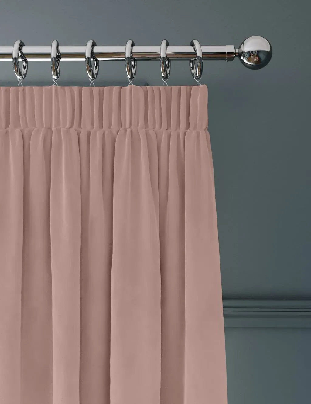 Pencil Pleat Thermal Curtains - Soft Pink, Velvet