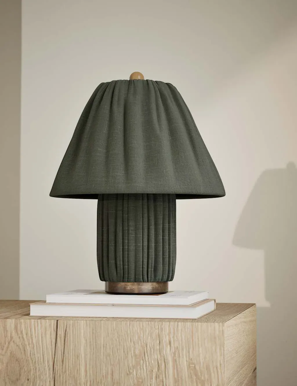 Pleated Fabric Table Lamp - Green image