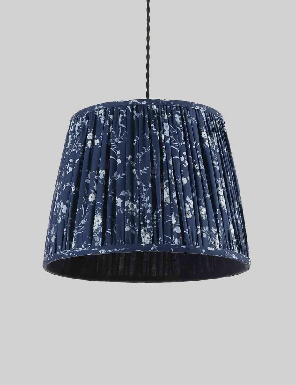 Pleated Lamp Shade Floral Print - Navy, Fabric image