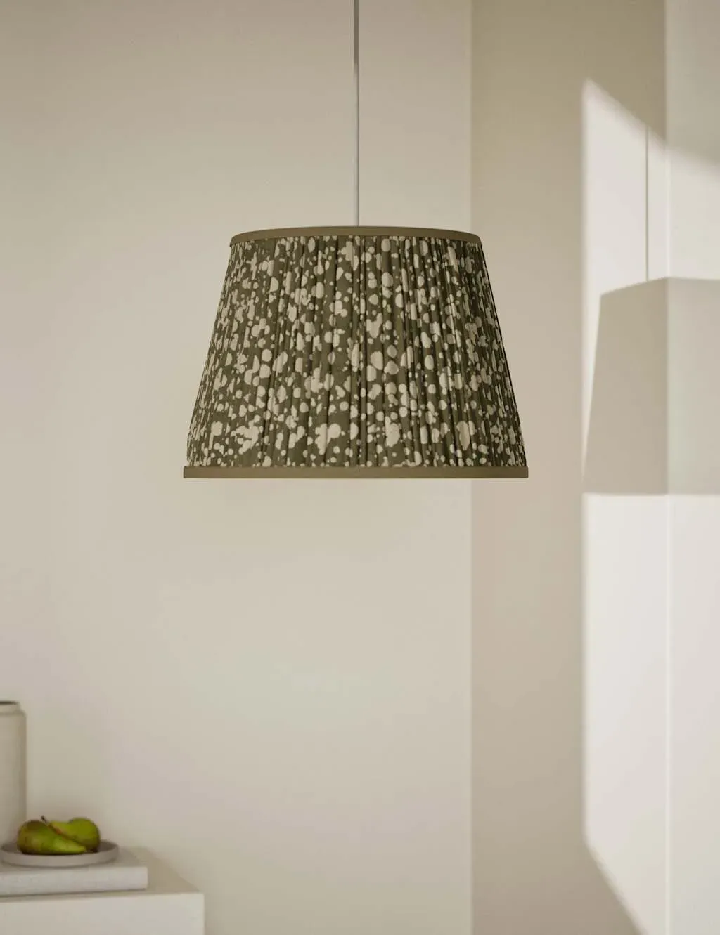 Pleated Lamp Shade with Splatter Print - Green image