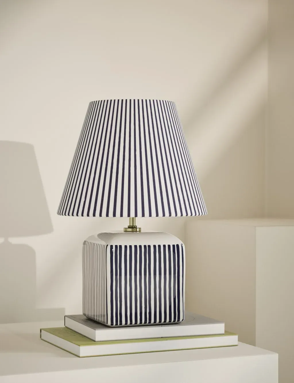 Rechargeable Table Lamp Striped - Navy, Ceramic image