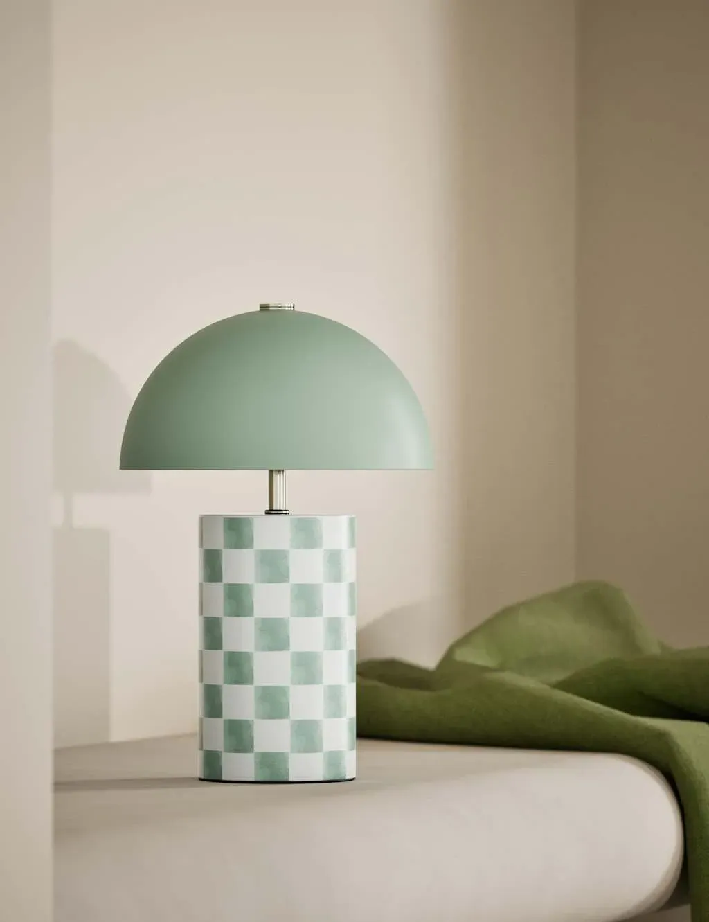 Rechargeable Table Lamp with Printed Base - Green, Metal