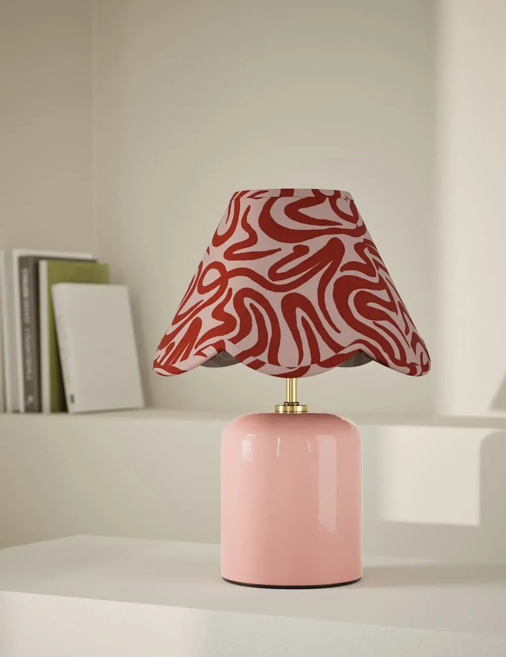 Rechargeable Table Lamp with Squiggle Print - Pink image