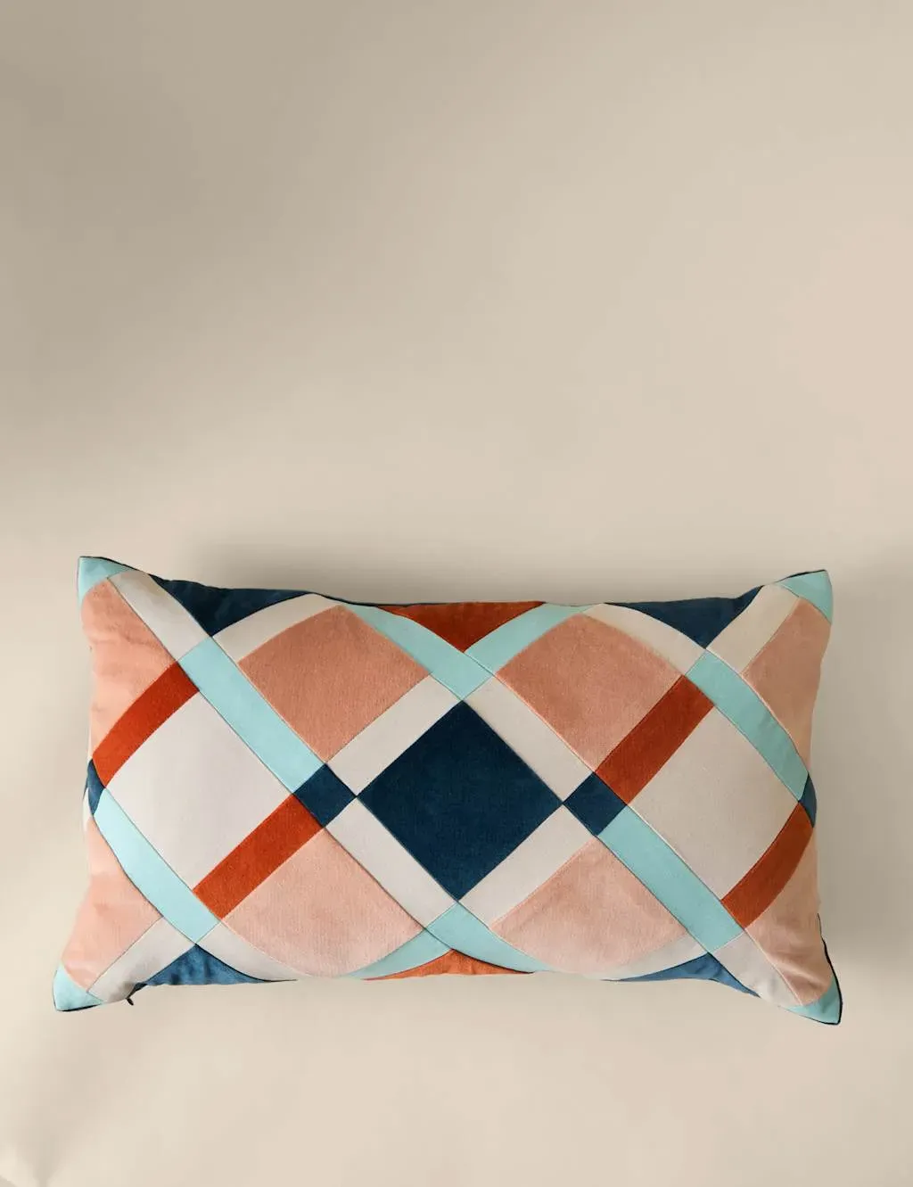 Rectangular Bolster Cushion Geometric - Pink Mix, Velvet image