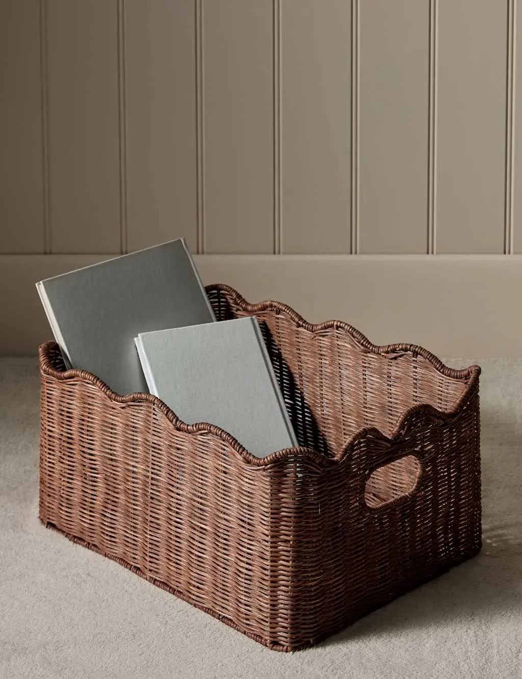 Rectangular Rattan Basket - Brown, Rattan