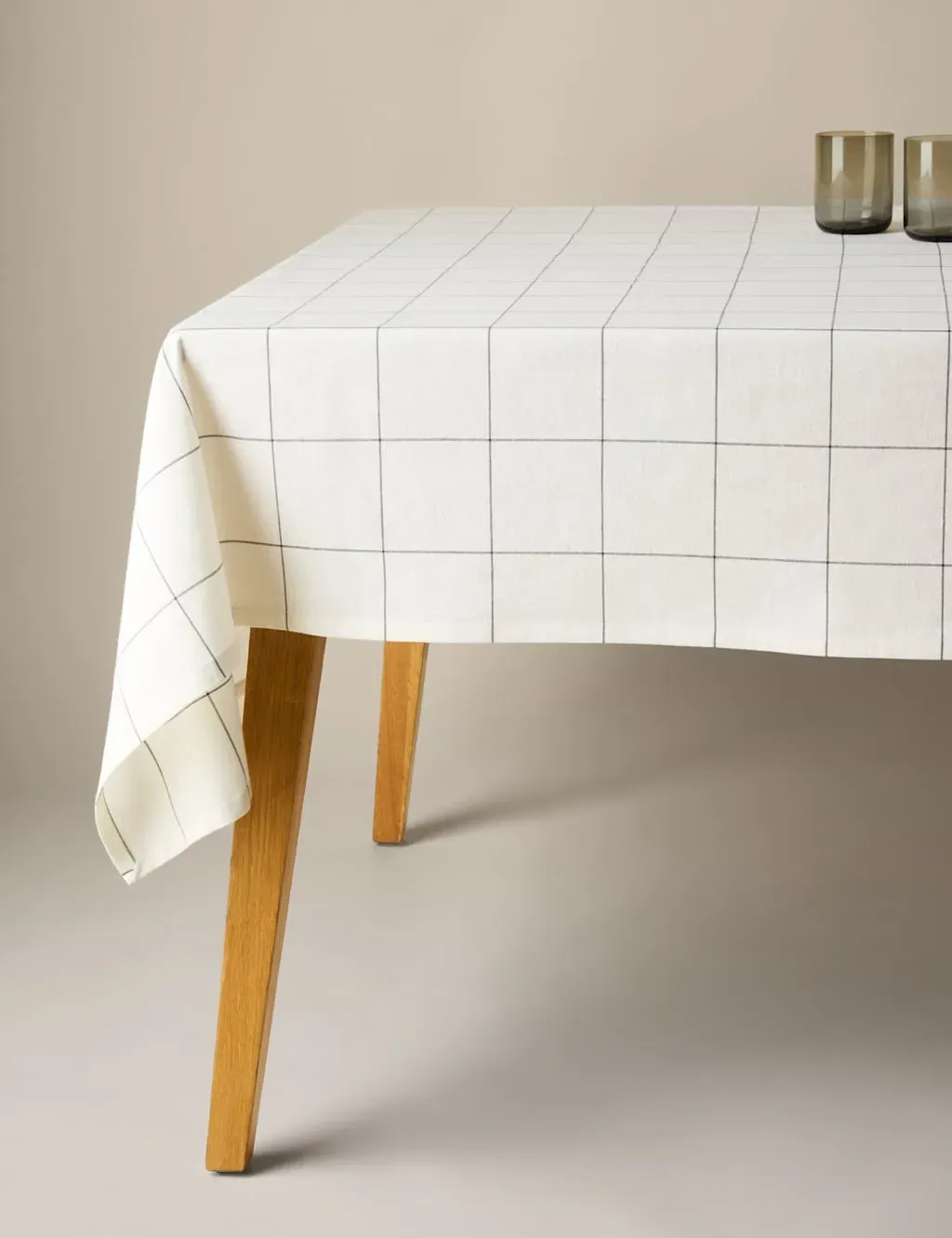 Rectangular Tablecloth Checked - Charcoal, Cotton image