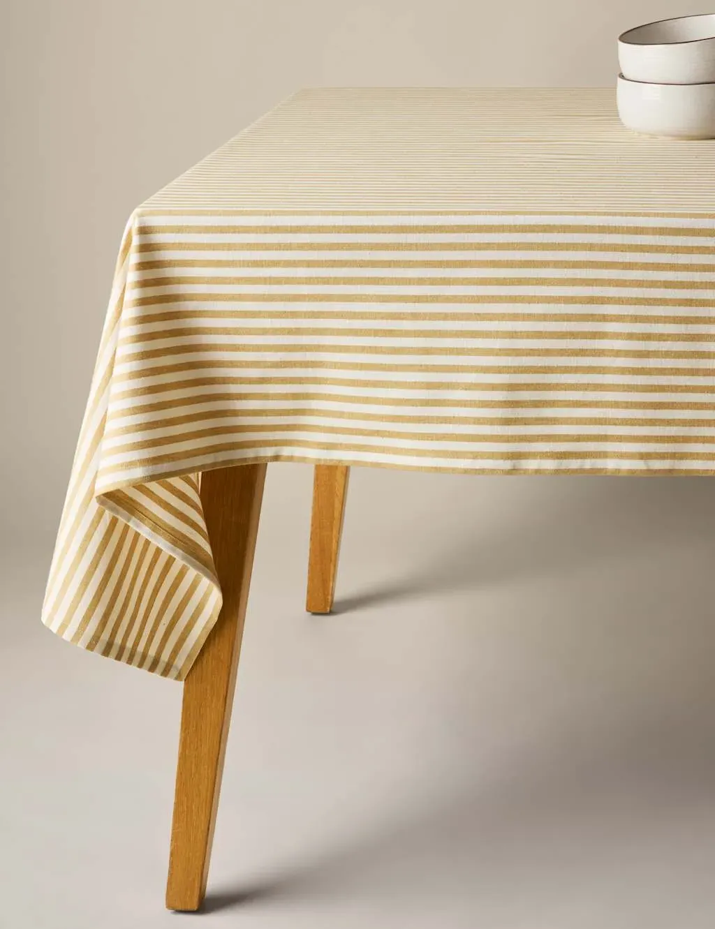Rectangular Tablecloth Striped - Ochre, Cotton