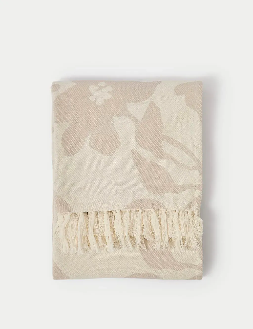 Rectangular Throw with Jacquard - Neutral, Cotton