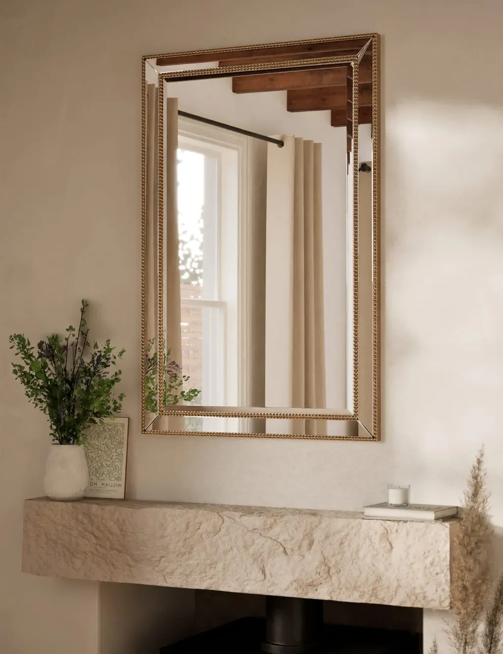 Rectangular Wall Mirror - Antique Brass, Metal image