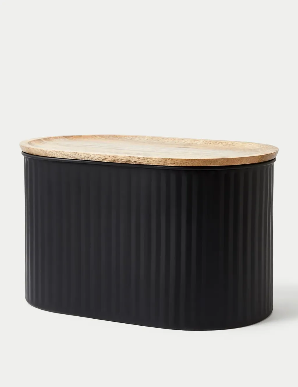 Ribbed Bread Bin - Black, Stainless Steel