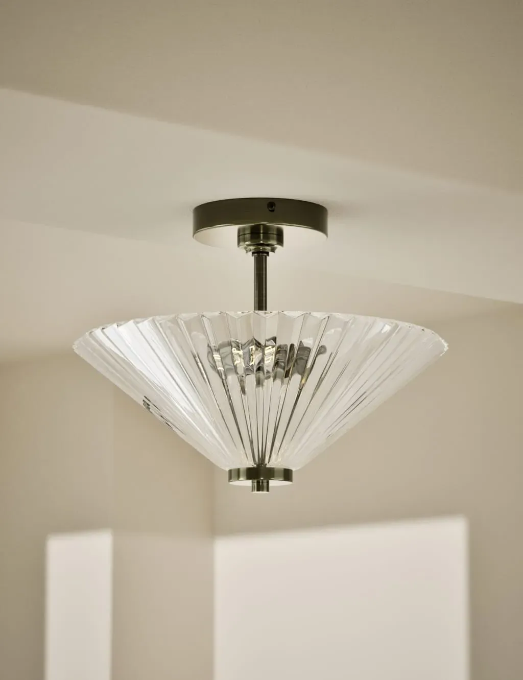 Ribbed Flush Ceiling Light - Clear, Glass image