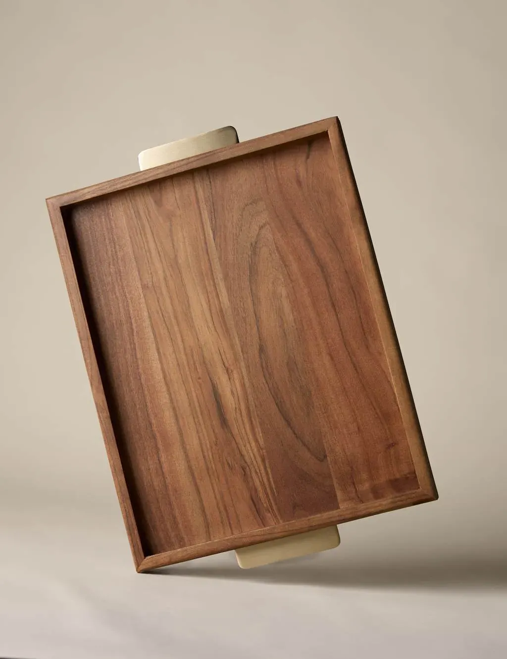 Ribbed Serving Tray with Handles - Natural, Wood image