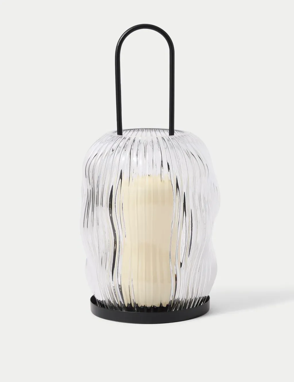 Ridged Glass Lantern - Clear, Glass image