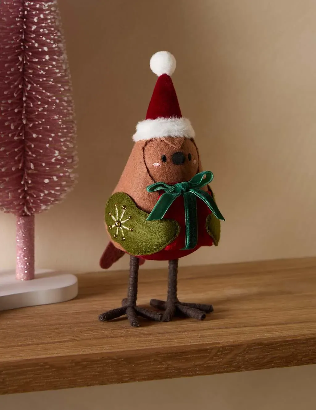 Robin Room Decoration with Santa Hat - Multi, Felt image