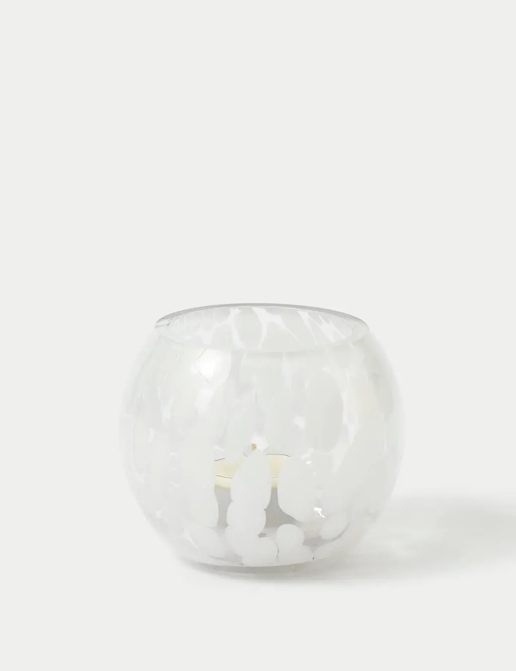 Round Glass Tealight Holder - White, Glass image