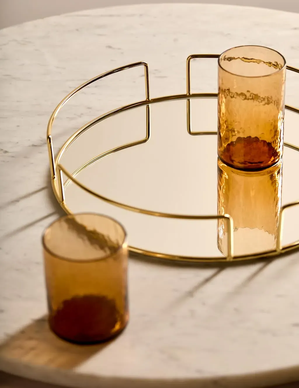 Round Serving Tray - Gold, Mirrored image