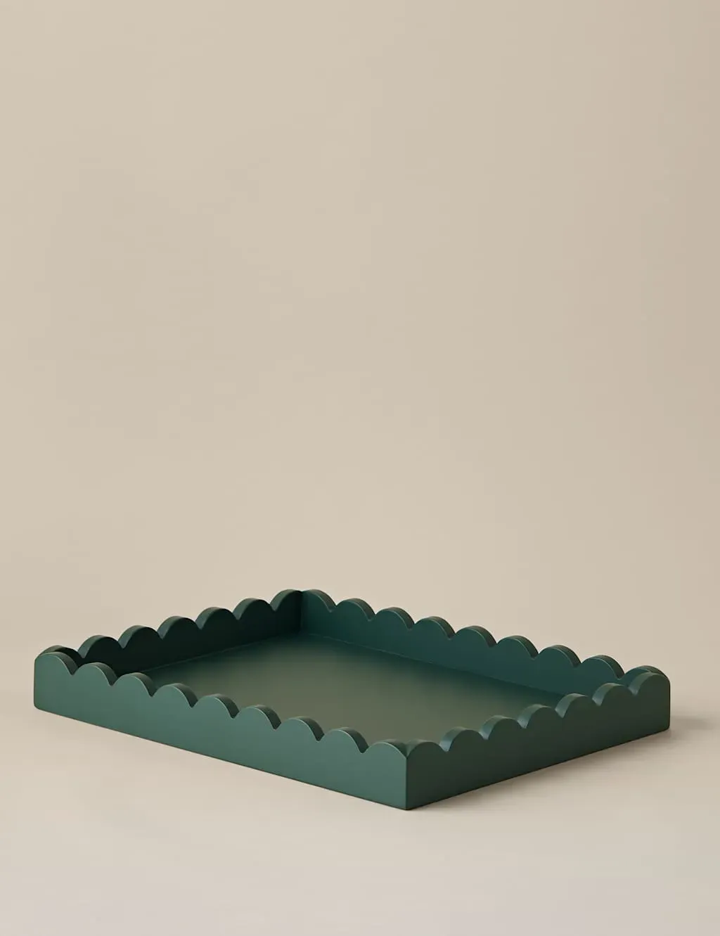 Scallop Edge Serving Tray - Green, Wood image