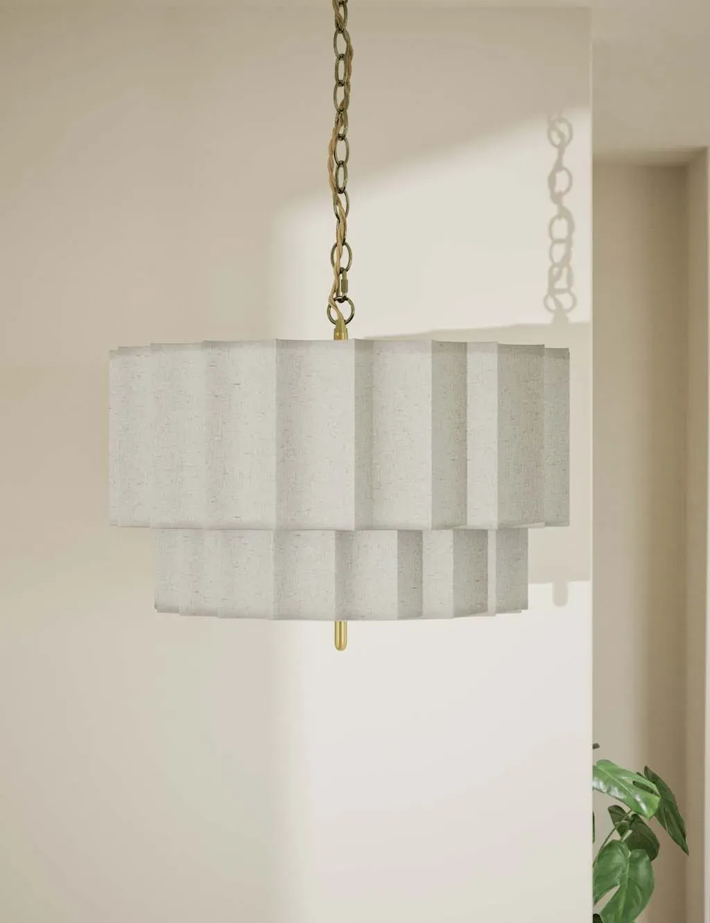 Scallop Fluted Pendant Light with Diffuser - Natural image