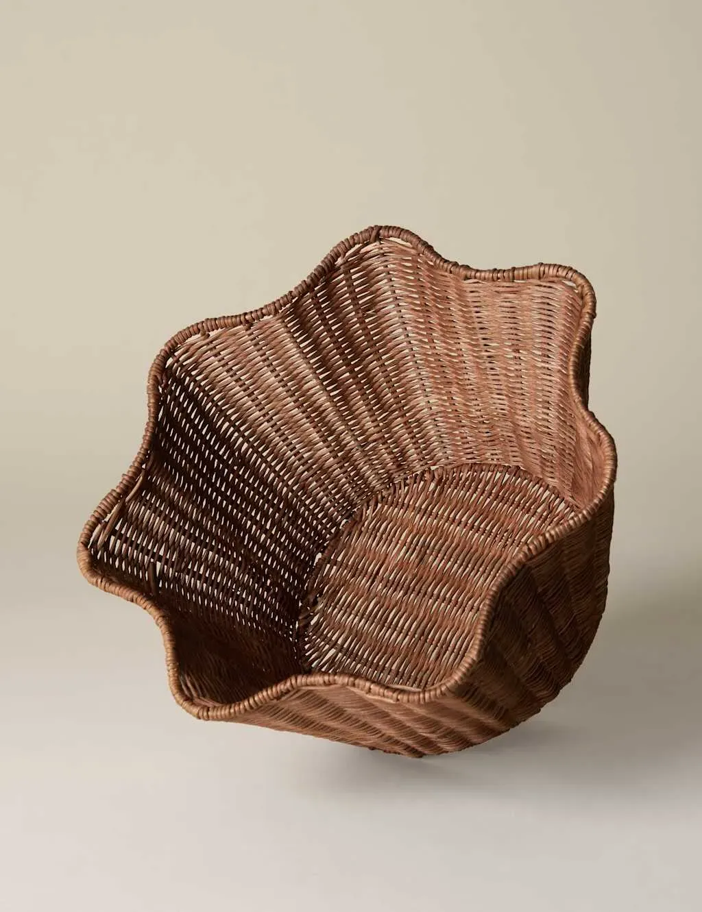 Scallop Rattan Bowl - Brown, Rattan image