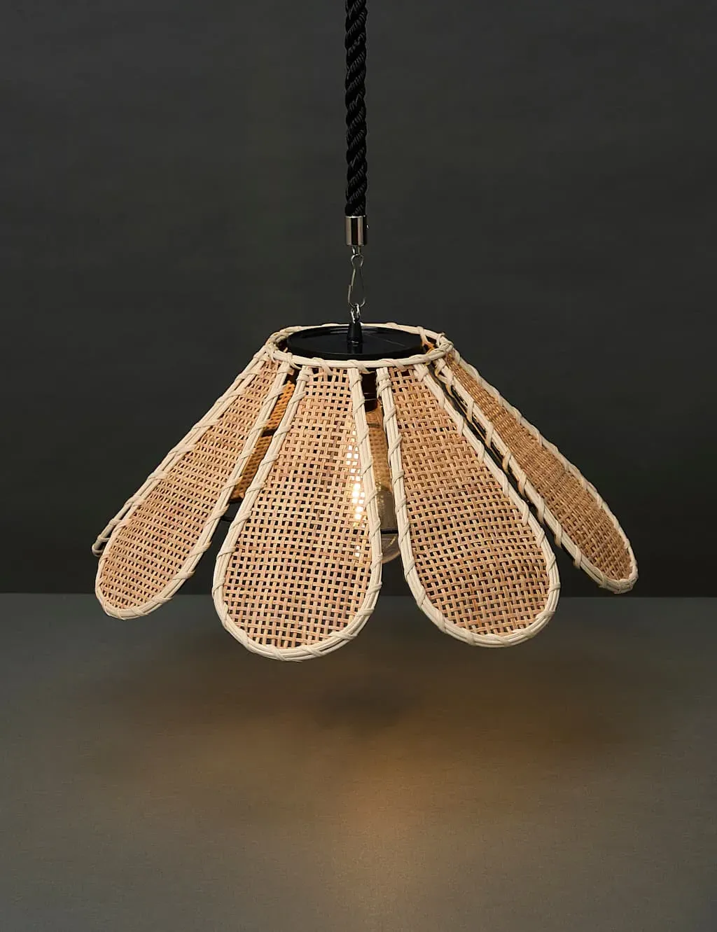 Scallop Solar Pendant Light - Natural, Wicker image