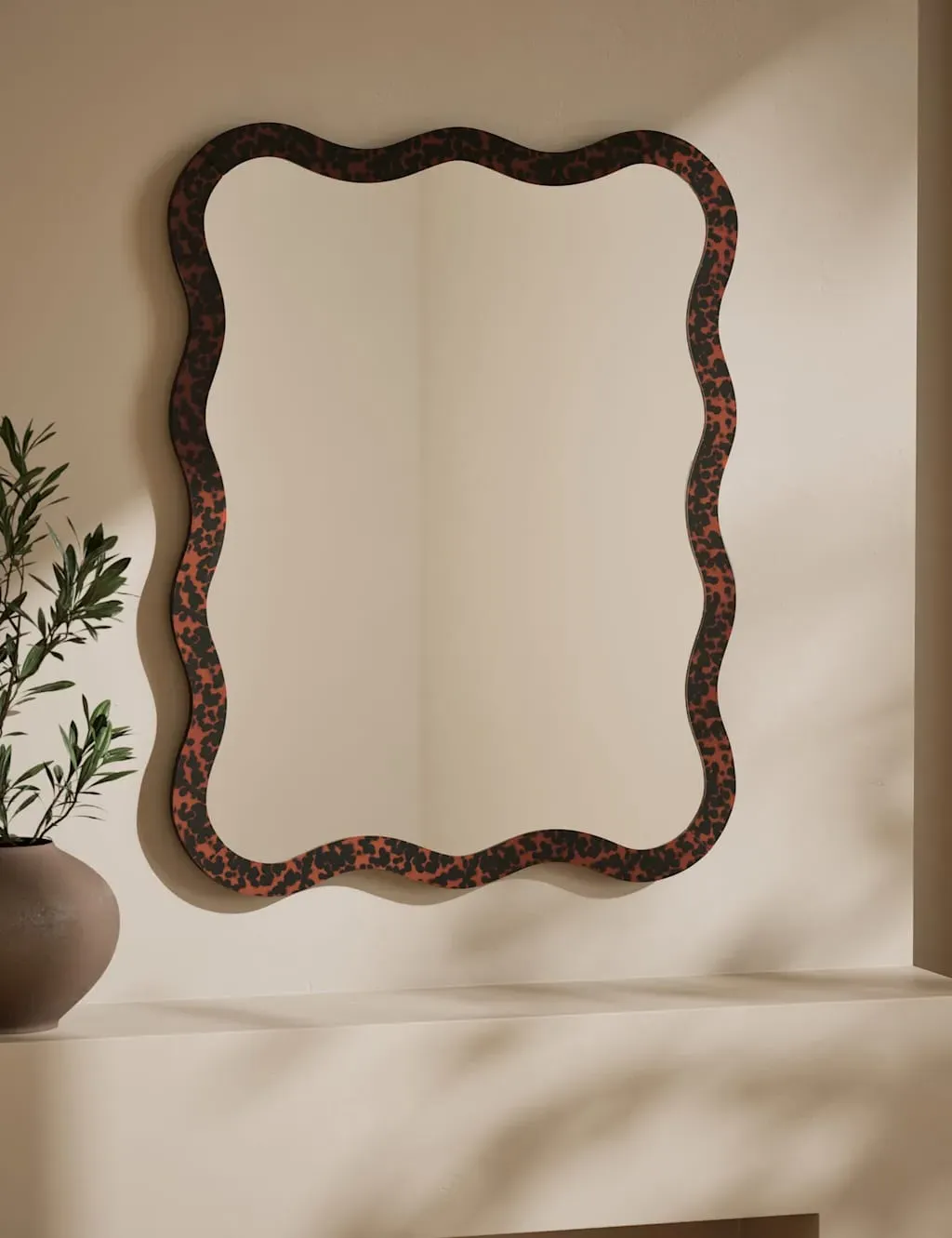 Scallop Wall Mirror - Brown, Tortoiseshell image