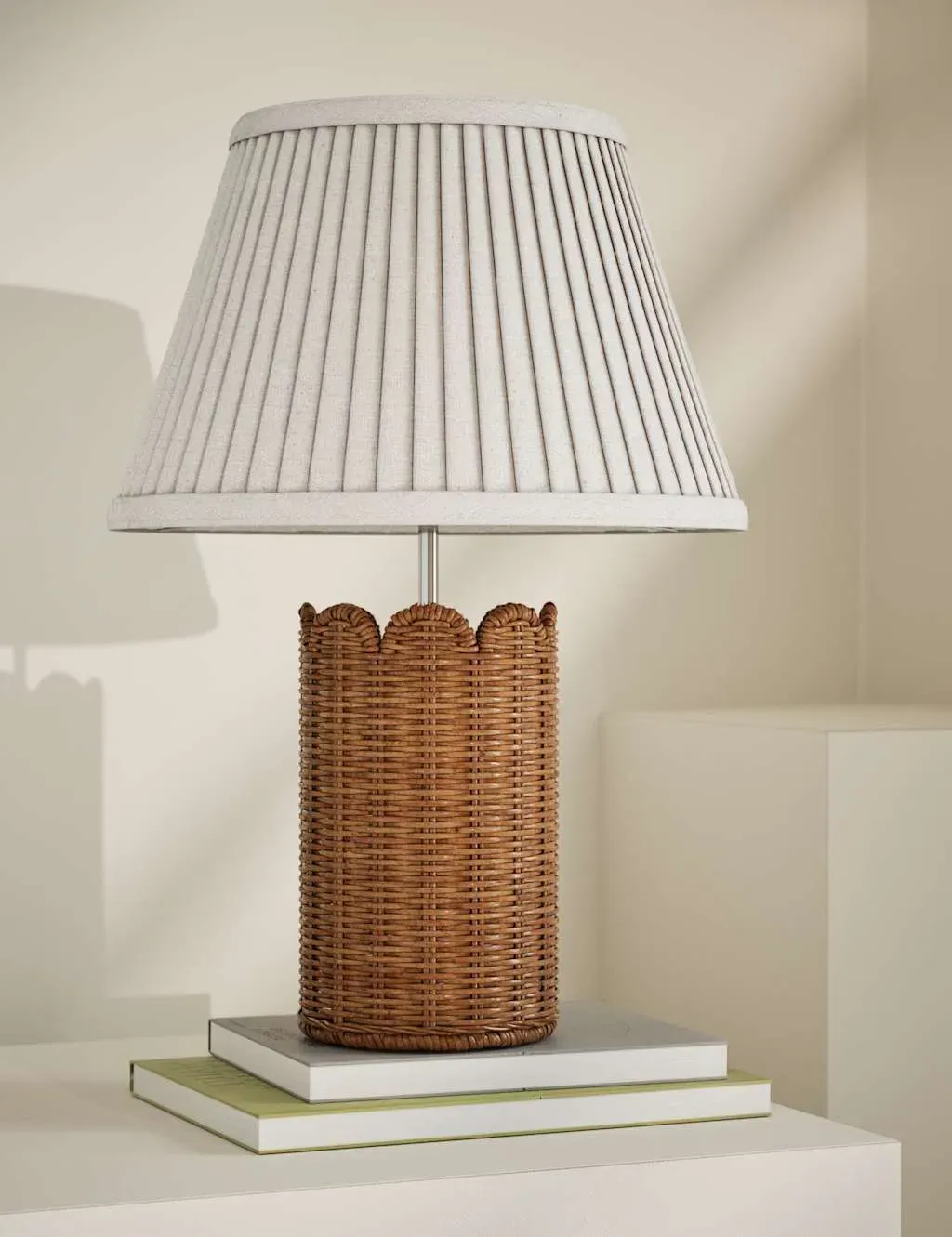 Scalloped Table Lamp - Natural, Wicker