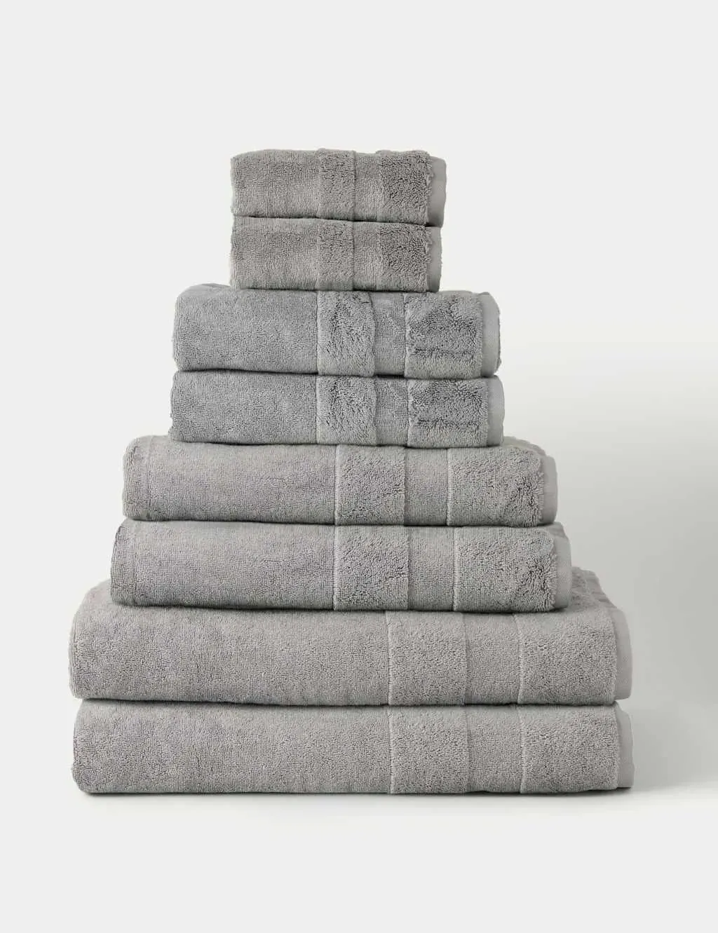 Set of 2 Bath Towels - Silver Grey, Turkish Cotton