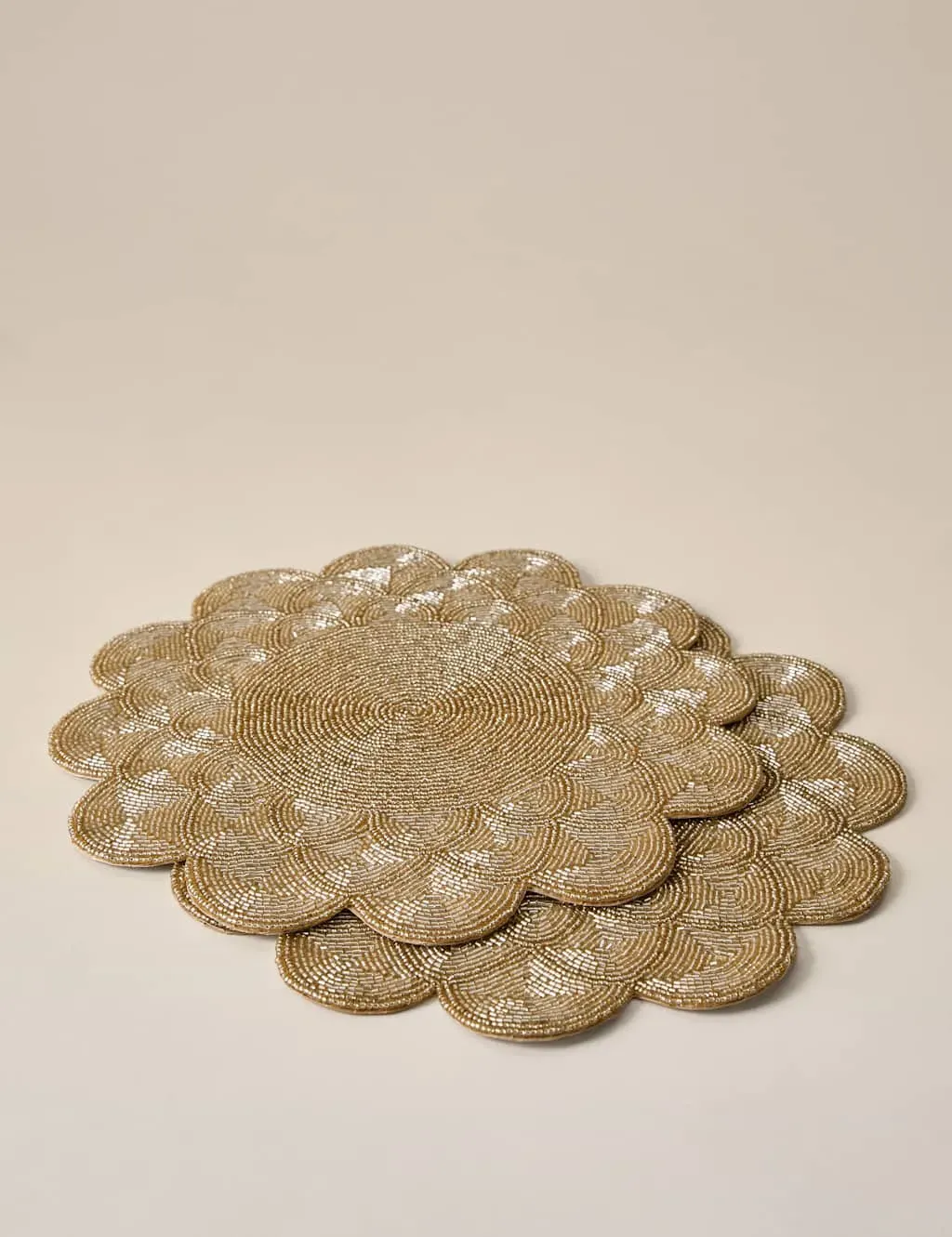 Set of 2 Beaded Scallop Placemats - Charcoal image