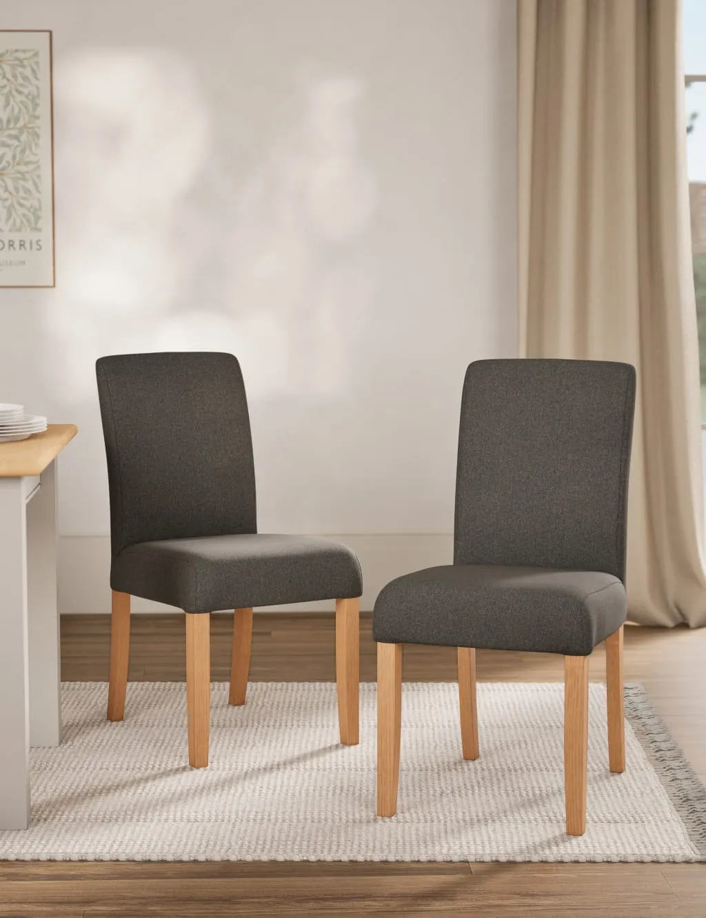 Set of 2 Dining Chairs - Charcoal Mix, Fabric image