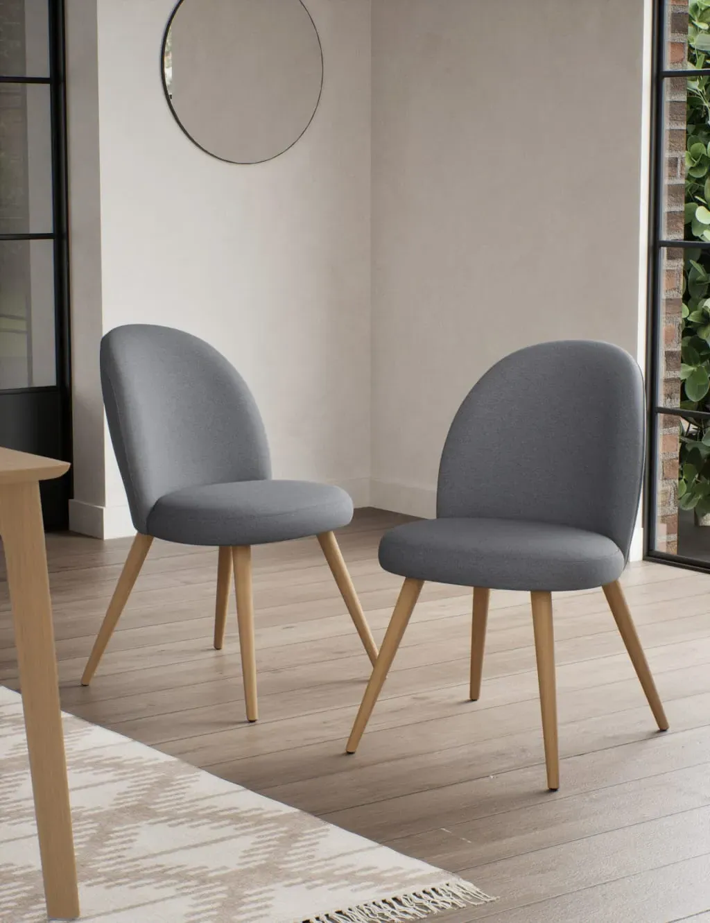 Set of 2 Dining Chairs - Mid Grey, Oak image