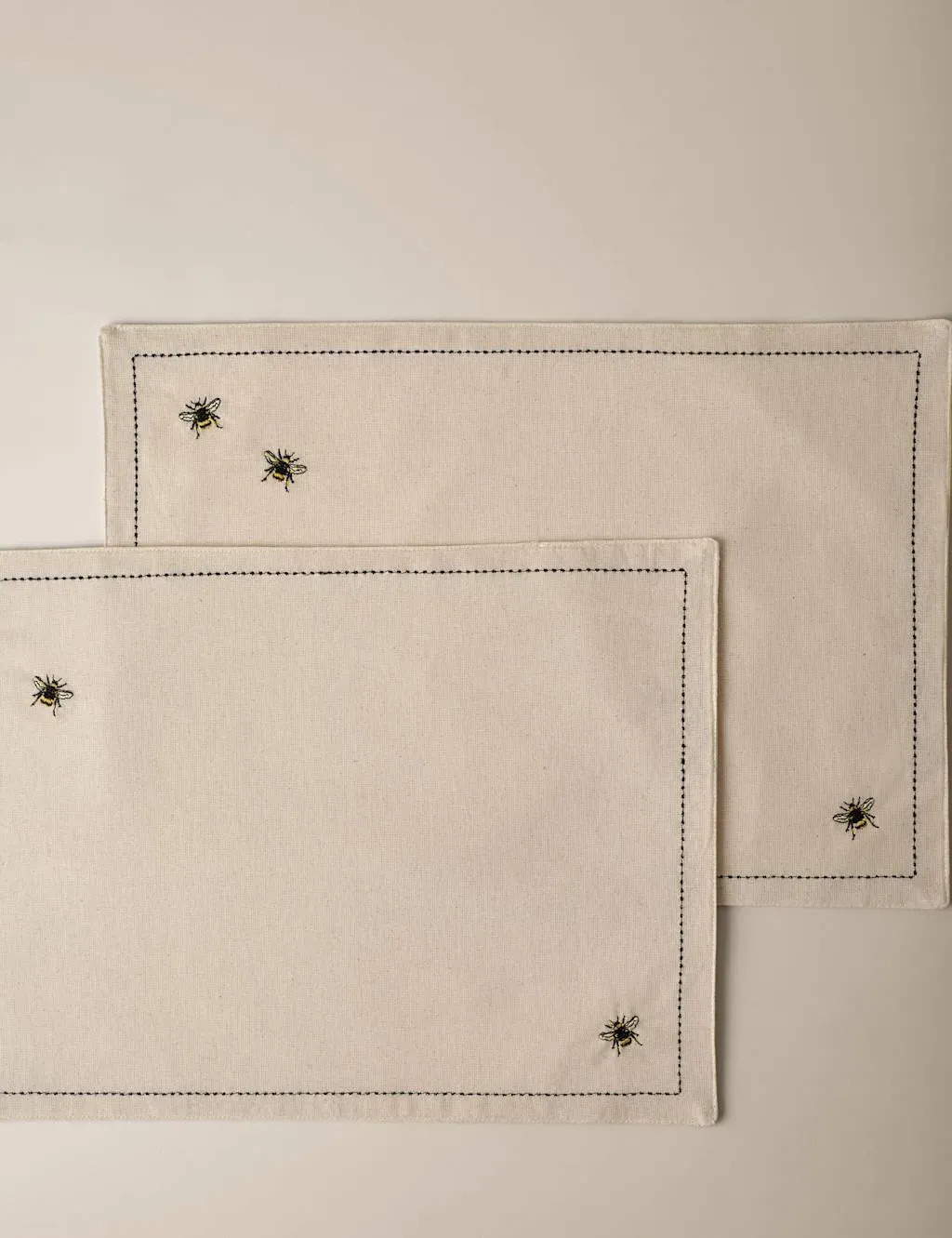 Set of 2 Embroidered Cotton Placemats - Natural image