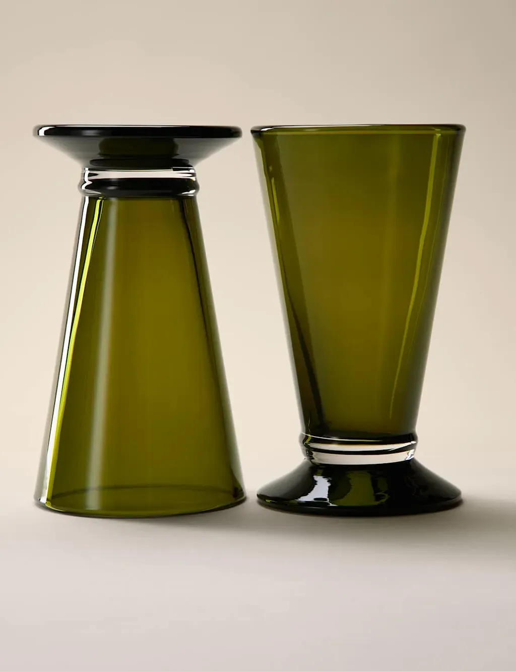 Set of 2 Footed Hi Ball Glasses - Green