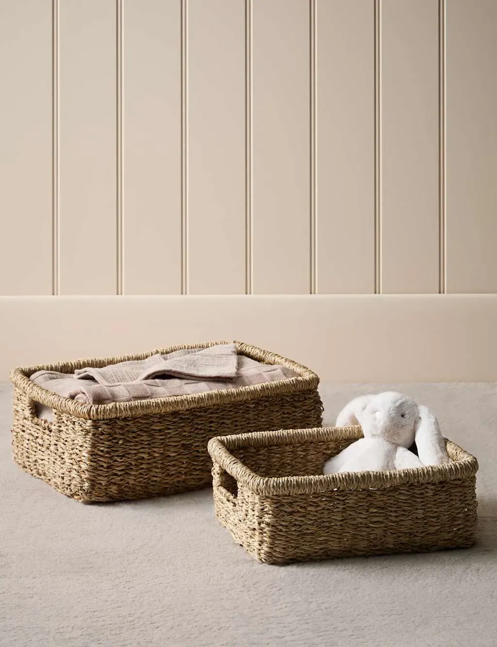 Set of 2 Rectangular Storage Baskets - Natural
