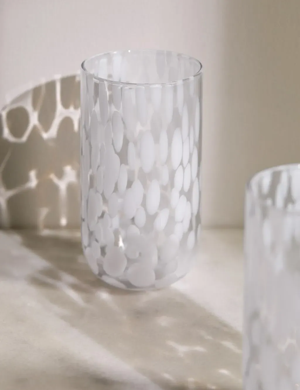 Set of 2 Speckled Hi Ball Glasses - White image