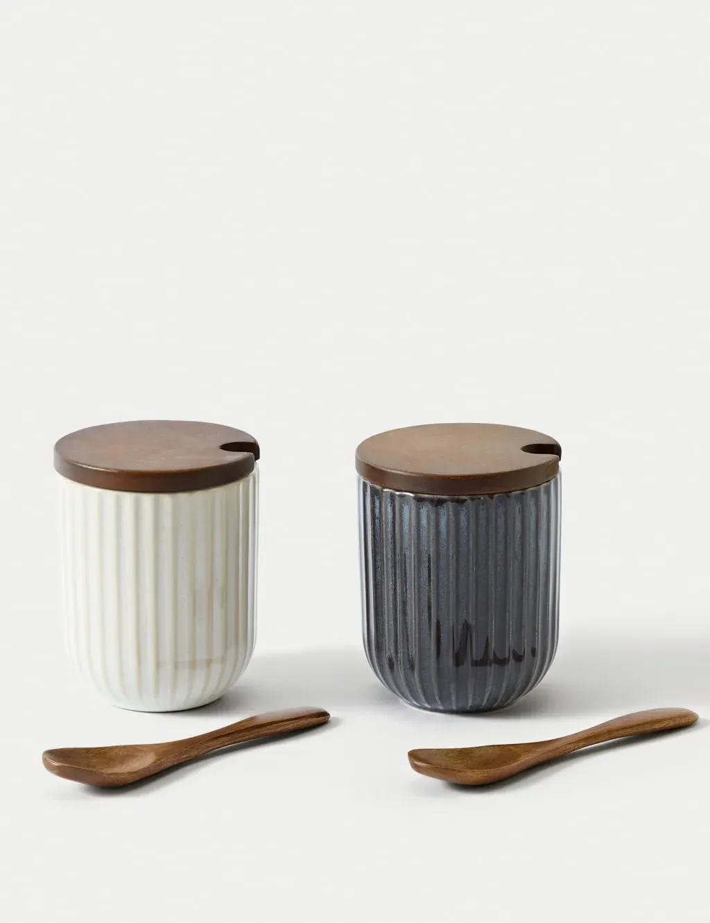 Set of 2 Storage Jars with Spoons - Multi, Stoneware image