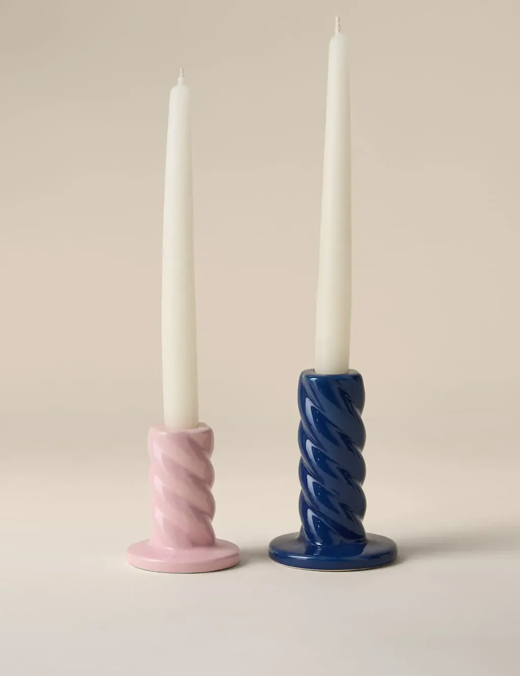 Set of 2 Twist Candle Holders - Multi, Ceramic image