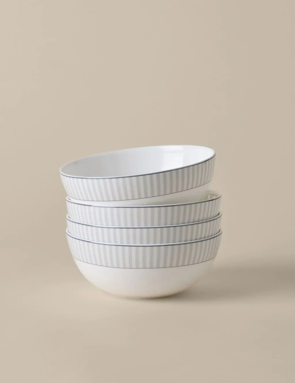 Set of 4 Cereal Bowls - Grey, Bone China