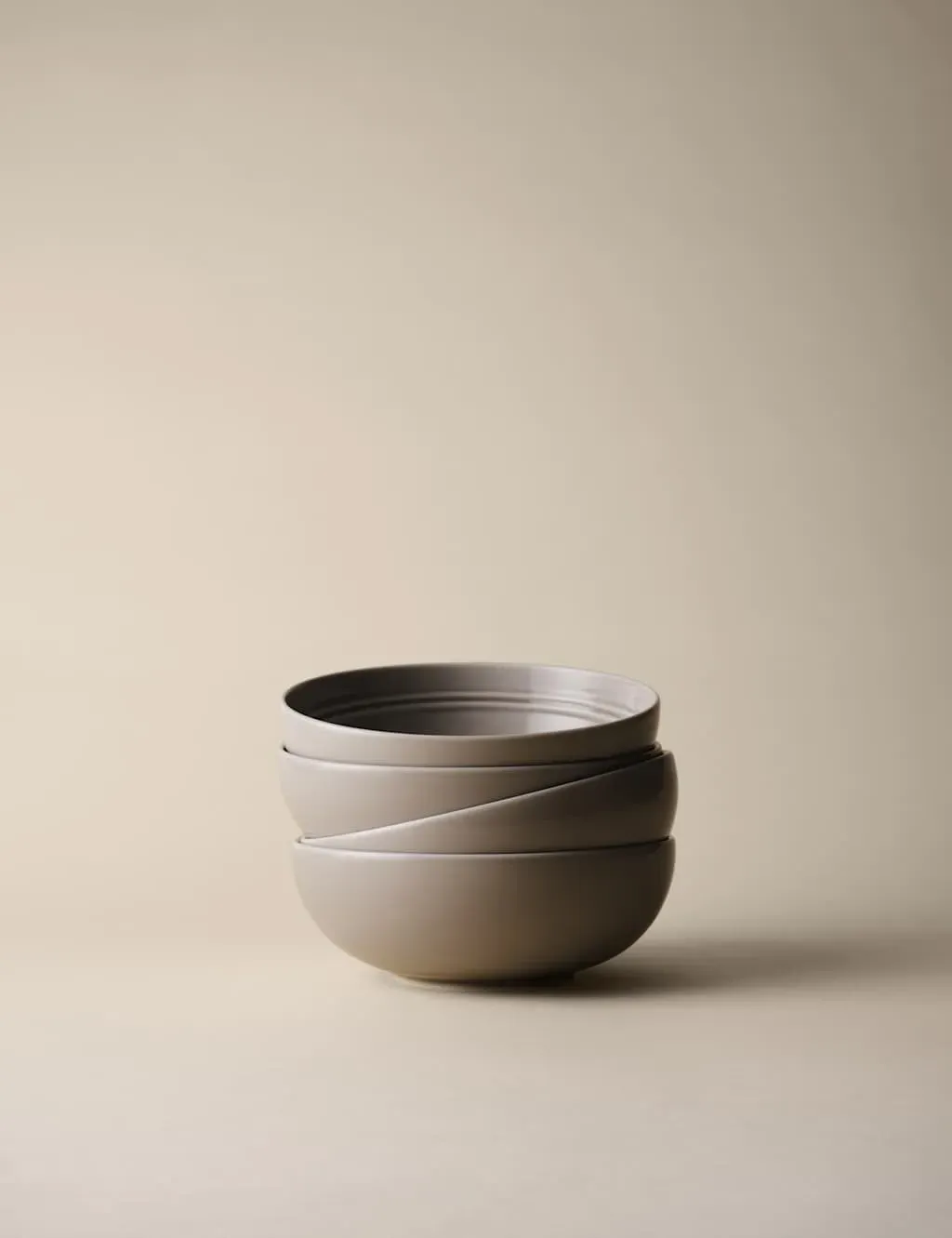 Set of 4 Cereal Bowls - Light Grey, Ceramic
