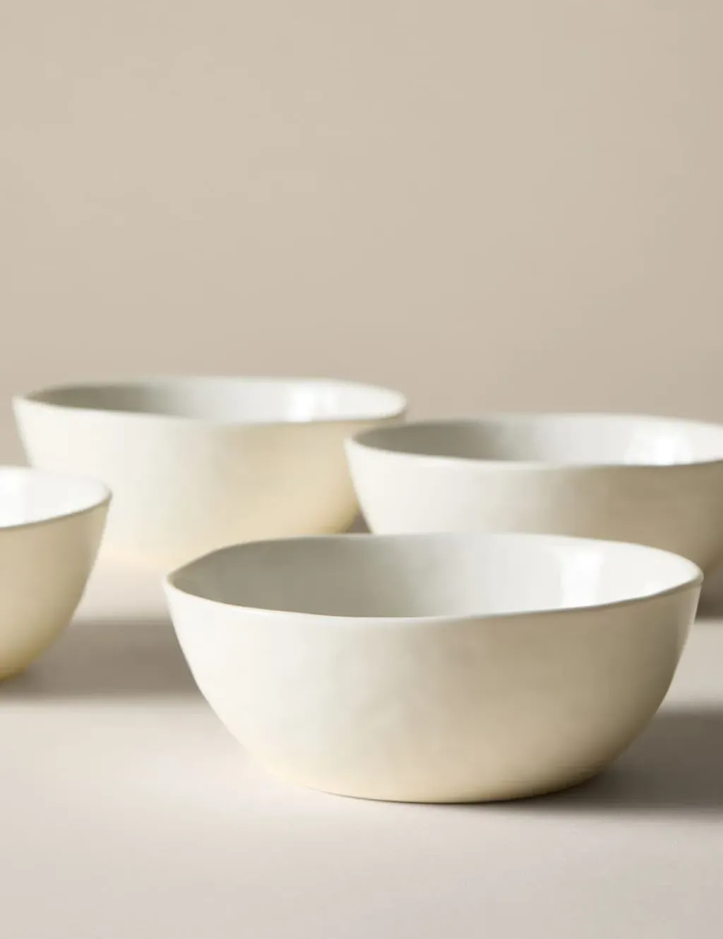 Set of 4 Cereal Bowls - White, China
