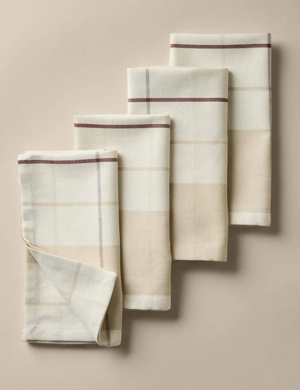 Set of 4 Checked Napkins - Natural Mix, Cotton image